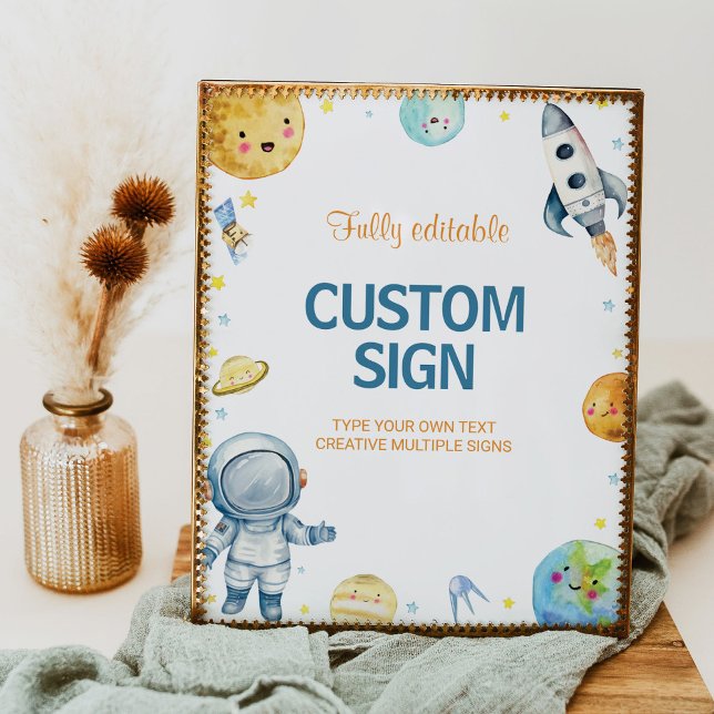 Outer Space Galaxy Birthday Table Sign First Trip  (Creator Uploaded)