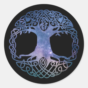 Outer Space Galaxy Celtic Tree of Life Classic Round Sticker