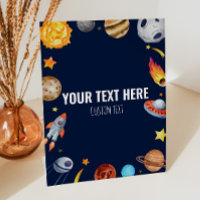 Outer Space Galaxy Custom Text Table Party Sign
