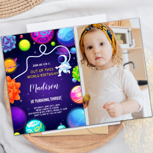 Outer Space Galaxy Invitations with photo