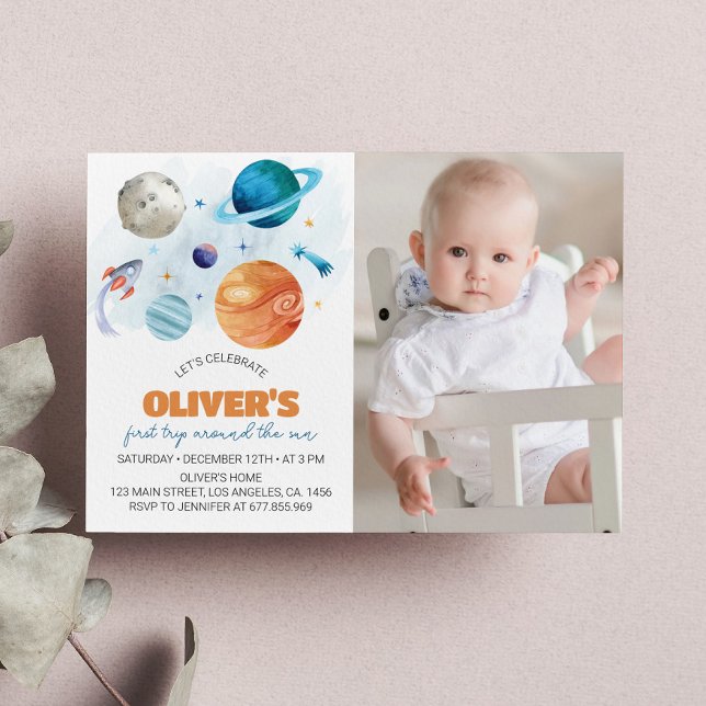 Outer Space Galaxy Party Boy 1st Birthday Invitation (Creator Uploaded)