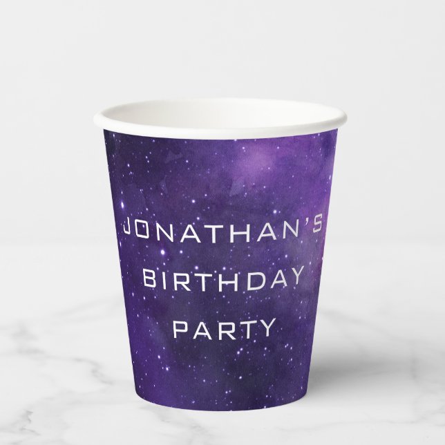 Outer Space Galaxy Party | Kids Astronomy Birthday Paper Cups (Front)