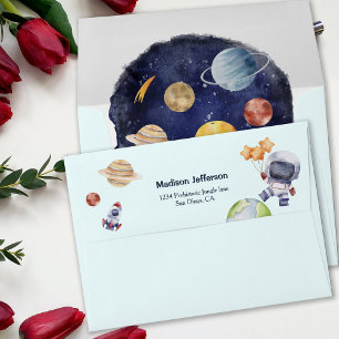 Outer Space Galaxy Planet Kids Birthday Party  Envelope