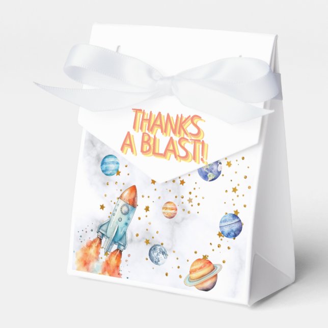 Outer Space Galaxy Planets Solar System Birthday Favor Box (Front Side)