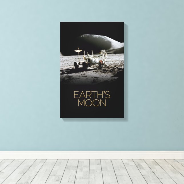 Outer Space, Galaxy, Solar System, Earth's Moon Canvas Print (Insitu(Wood Floor))