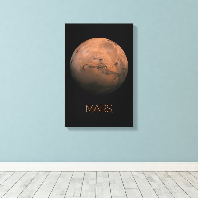 Outer Space, Galaxy, Solar System, Planet Mars Canvas Print (Insitu(Wood Floor))