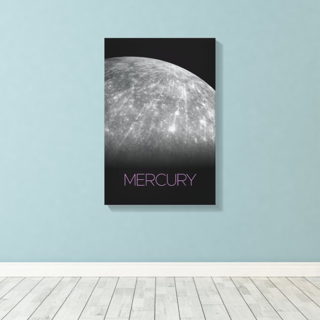 Outer Space, Galaxy, Solar System, Planet Mercury Canvas Print (Insitu(Wood Floor))