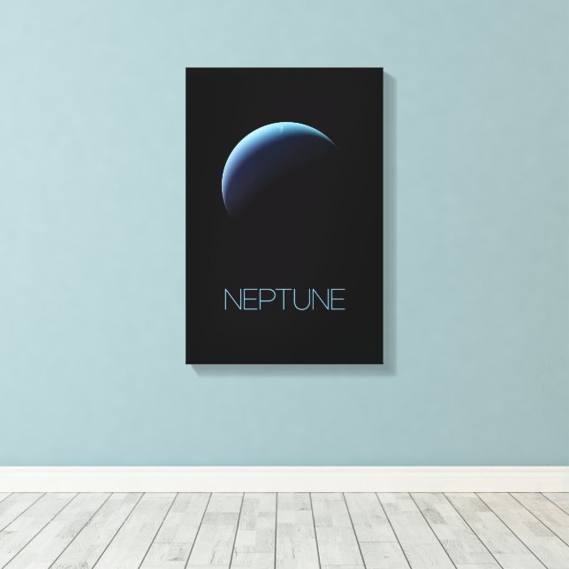 Outer Space, Galaxy, Solar System, Planet Neptune Canvas Print (Insitu(Wood Floor))