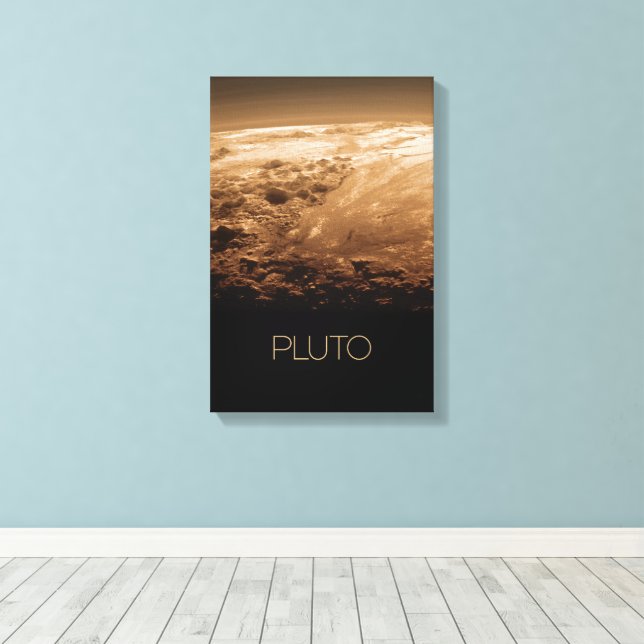 Outer Space, Galaxy, Solar System, Planet Pluto Canvas Print (Insitu(Wood Floor))