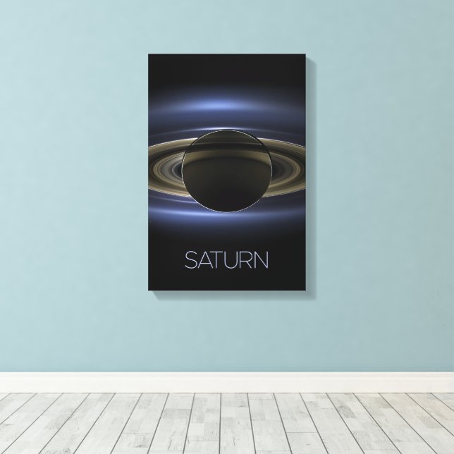 Outer Space, Galaxy, Solar System, Planet Saturn Canvas Print (Insitu(Wood Floor))