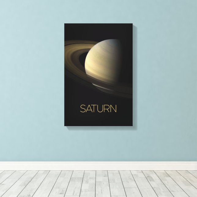 Outer Space, Galaxy, Solar System, Planet Saturn Canvas Print (Insitu(Wood Floor))