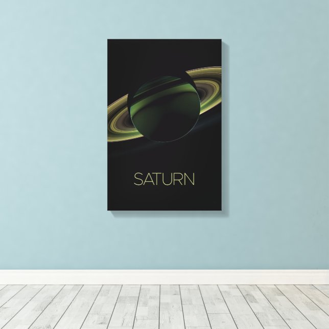 Outer Space, Galaxy, Solar System, Planet Saturn Canvas Print (Insitu(Wood Floor))