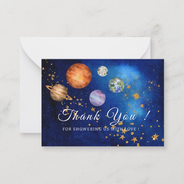 Outer Space Galaxy Starry baby shower thank you Card (Front)