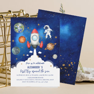 Outer Space Galaxy Starry first celebrate baby sho Invitation