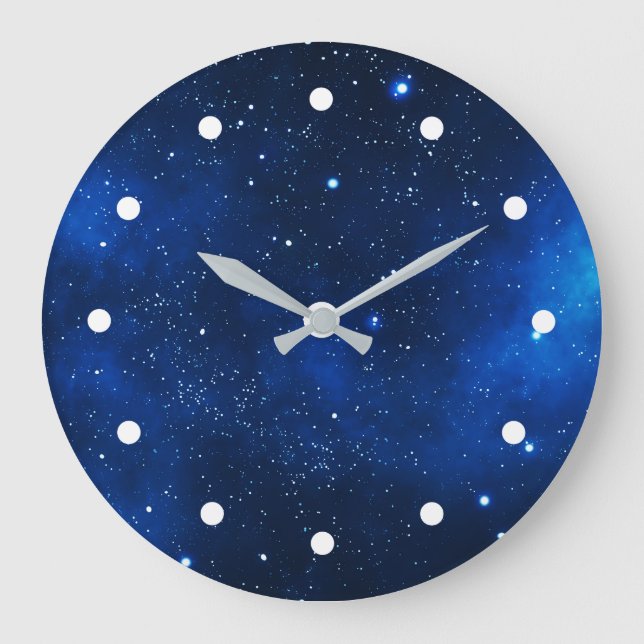 Outer Space Galaxy Stars Large Clock (Front)