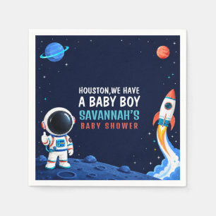 Outer Space Houston Boy Baby Shower Paper Napkin