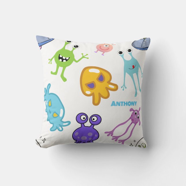 Outer Space Kid Room Throw Pillow (Front)