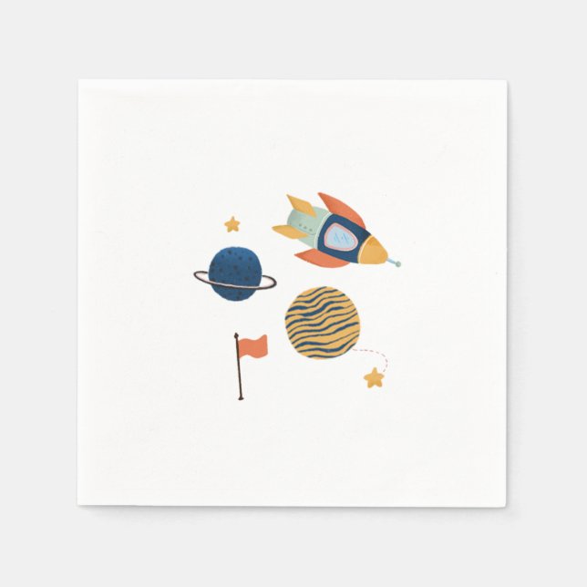 Outer Space Kids Birthday Party Napkin (Front)