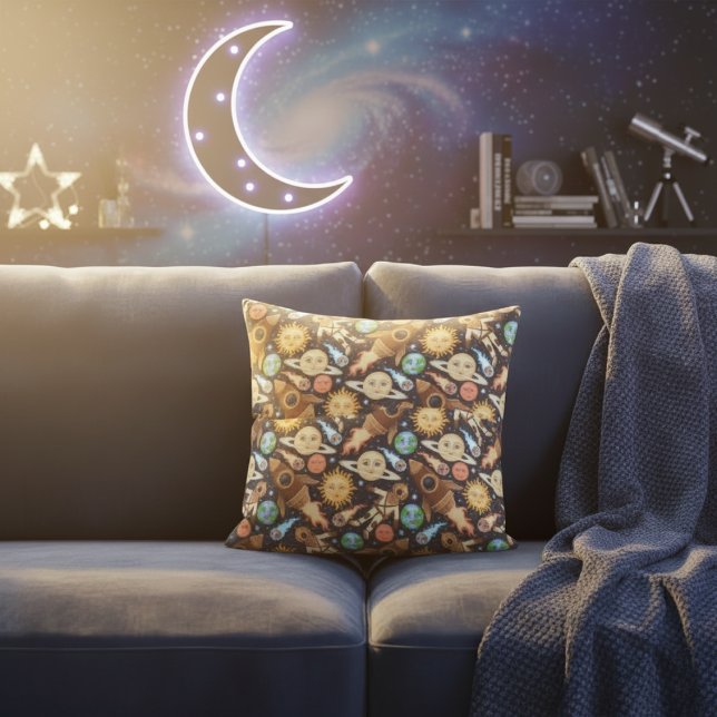 Outer Space Kids Throw Pillow (Creator Uploaded)