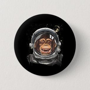Outer Space Monkey Astronaut Wild Zoo Animal Face 2 Inch Round Button