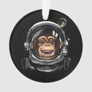 Outer Space Monkey Astronaut Wild Zoo Animal Face  Ornament