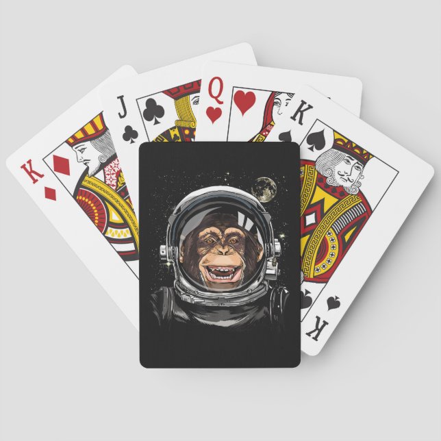 Outer Space Monkey Astronaut Wild Zoo Animal Face  Playing Cards (Back)