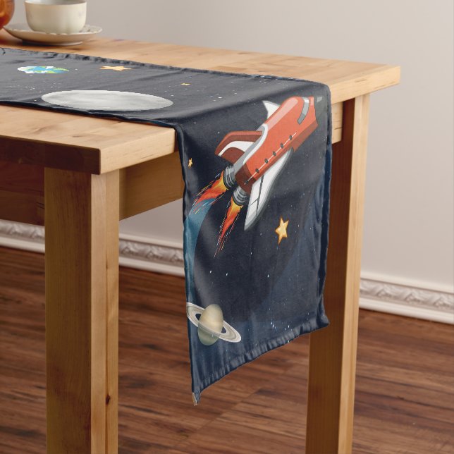 Outer Space Navy Short Table Runner (In Situ)