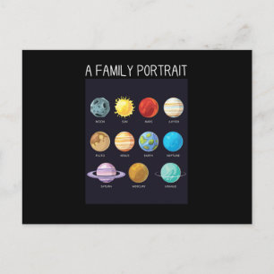 Outer Space Nerd Solar System Planets Sun Moon Cha Postcard