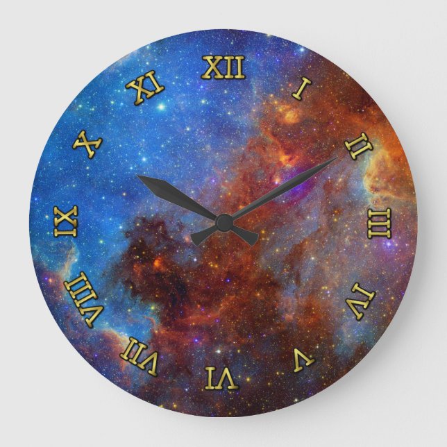 Outer Space North America Nebula Large Clock (Front)