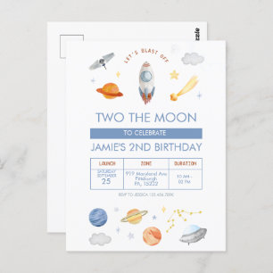 Outer space Party Astronaut 2nd Birthday Postcard