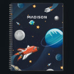 Outer Space Pattern Galaxy Rocket Stars Shuttle Notebook<br><div class="desc">Cute outer space Mouse Pad you can add a name to make it personal. Check out the other items in this collection below like the luggage tags, pens, and backpacks to match this cute Mouse Pad for your office needs. Add a name by clicking the "Personalize" link above. Also, you...</div>