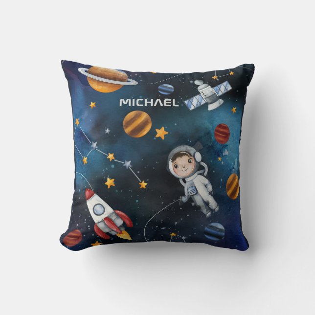 Outer Space Personalized Add Your Name Throw Pillow (Front)