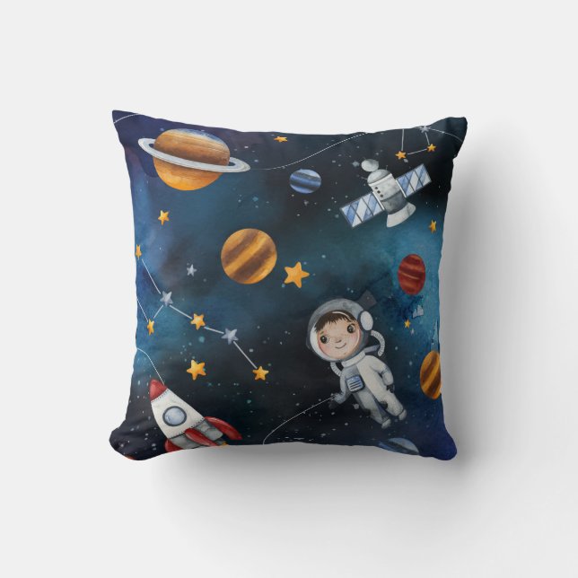 Outer Space Personalized Add Your Name Throw Pillow (Front)
