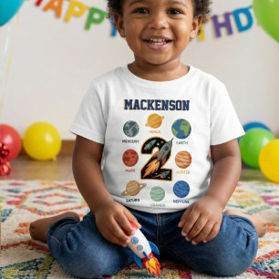 Outer space personalized name 2nd Birthday party Baby T-Shirt