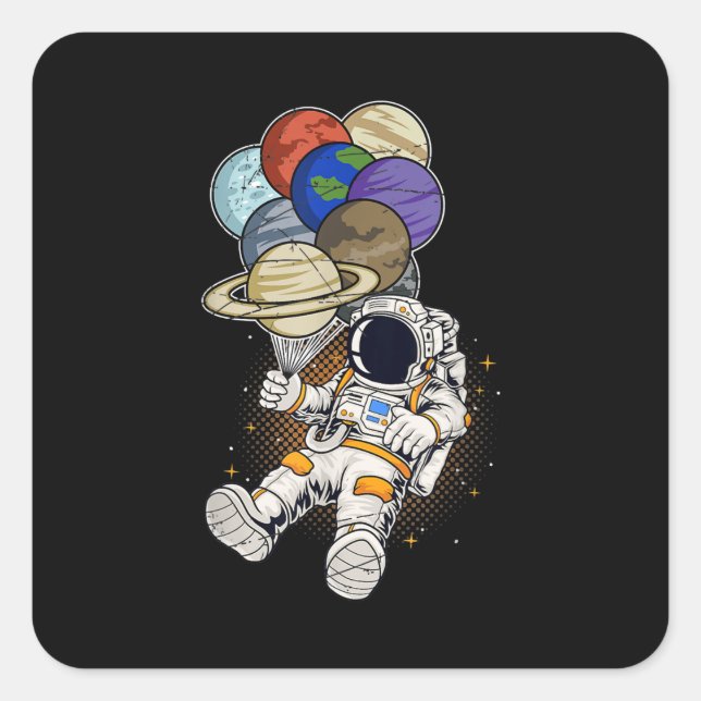 Outer Space Planet Balloon Cosmonaut Science Gift  Square Sticker (Front)
