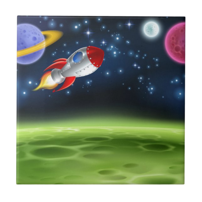 Outer Space Planet Cartoon Background Tile (Front)
