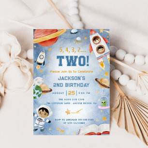 Outer Space Planets 2nd Birthday Party Invitation