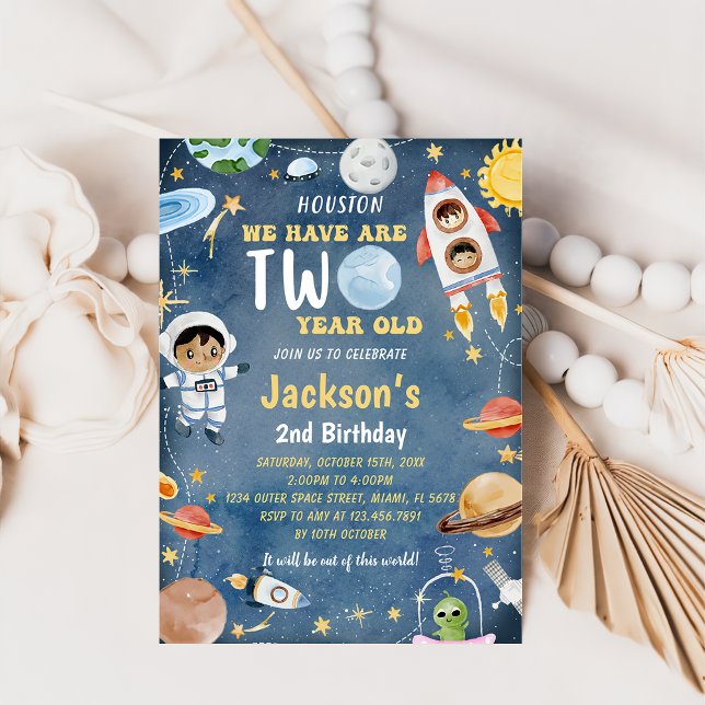 Outer Space Planets 2nd Birthday Party  Invitation (Creator Uploaded)