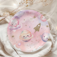 Outer space Planets and stars pink girl birthday