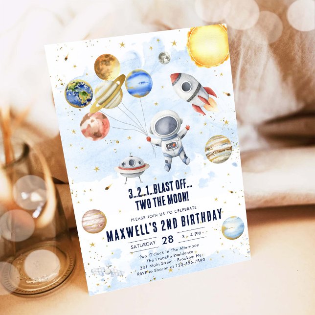 Outer Space Planets Astronaut Boy Birthday Invitation (Creator Uploaded)