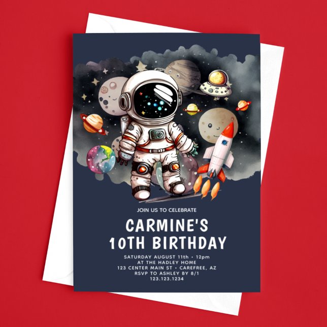 Outer Space Planets Boy 10th Birthday Invitation (Creator Uploaded)