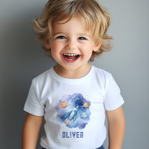Outer Space planets Boy birthday party Baby T-Shirt