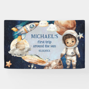 Outer Space Planets Boy First Birthday   Banner