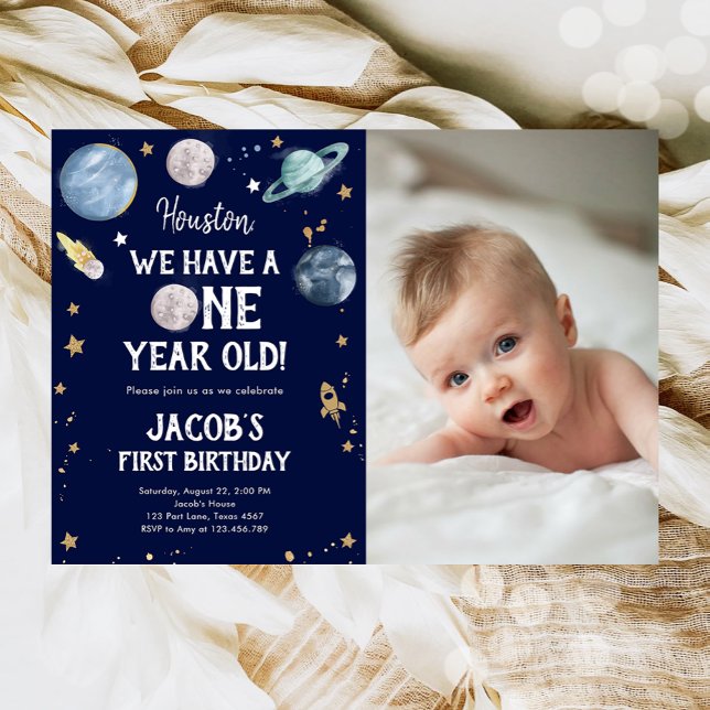 Outer Space Planets Boy First Birthday Invitation (Creator Uploaded)