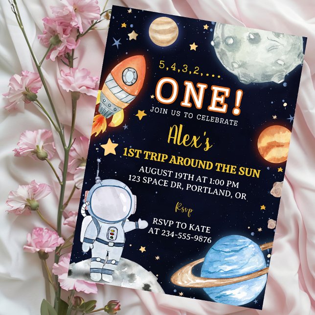 Outer Space Planets Boy First Birthday Invitation (Creator Uploaded)