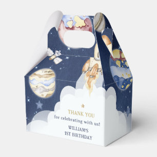 Outer Space Planets Boy Galaxy First Trip Birthday Favor Box