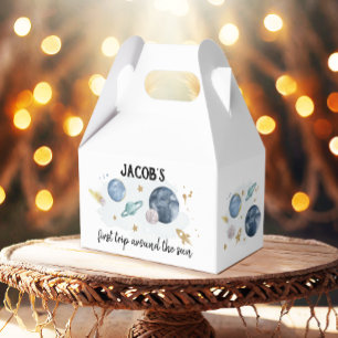 Outer Space Planets Boy Galaxy First Trip Birthday Favor Box