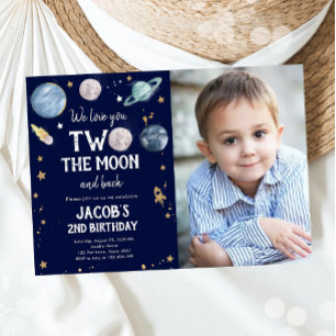 Outer Space Planets Boy Second Birthday Invitation
