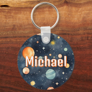 Outer Space Planets  Boys School Bag Tag  Keychain