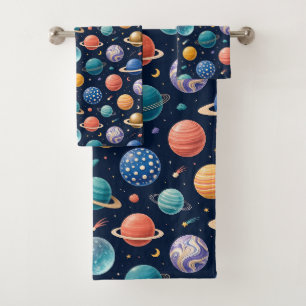 Outer Space Planets Boy's Towel Set